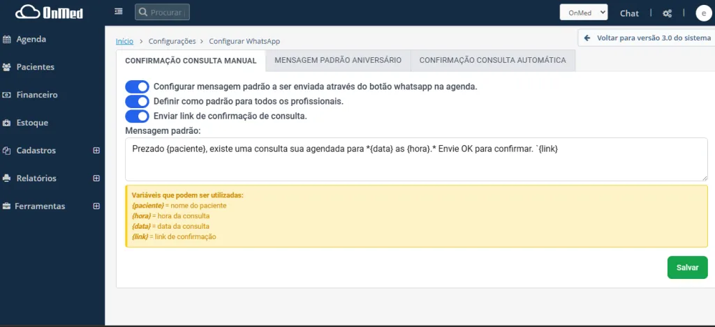 Confirmação de Consulta via WhatsApp - Envio Automatizado